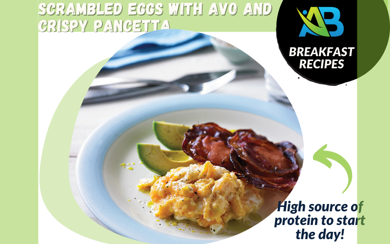 Scrambled Eggs with Avo and Crispy Pancetta