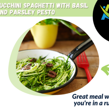 zucchini spaghetti with basil and parsley pesto