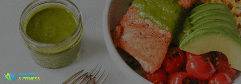 Salmon and quinoa power bowl with avocado, cherry tomatoes, and broccoli